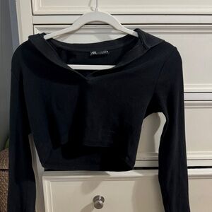 Long cotton black crop long sleeve